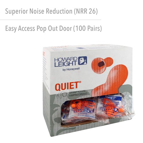 Howard LEIGHT Honeywell Home Howard Leight by Quiet Corded Reusable Earplugs, 100 Pairs (QD30), Orange