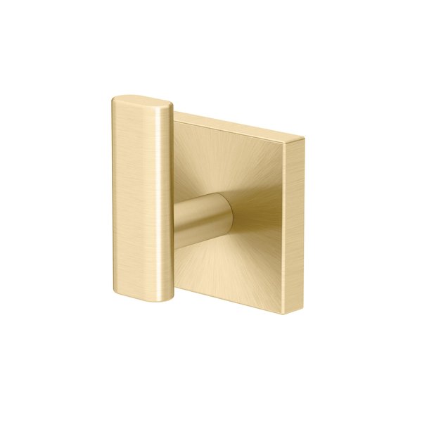 Gatco 4065 Elevate, Single Robe Hook, Brushed Brass |Wall Mounted 2" W x 2.50" H Single Robe Hook for Bathroom