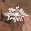 EVAZEN Crystal Wedding Hair Clip Silver Rhinestone Bride Hair Clips Pearl Bridal Hair Accessories for Women and Girls