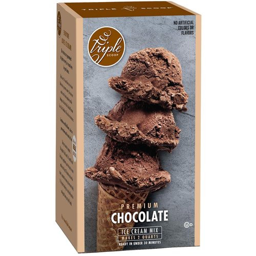 Triple Scoop Ice Cream Mix, Starter for use with Home Ice Cream Maker, Non-Gmo, No Artificial Colors or Flavors, Ready in Under 30 Mins (2, Chocolate)