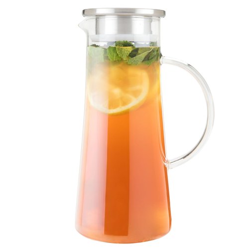 Pinky Up Charlie Glass Iced Tea Carafe, Loose Leaf Tea Accessories, Iced Tea Beverage Brewer, 1.5 liter Capacity