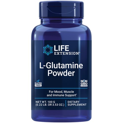 Life Extension L-Glutamine Powder, Amino Acid, Supports Muscle Health and Immune Health, Gluten-Free, Non-GMO, Vegetarian, 100 Grams