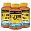 MASON NATURAL L-Lysine 500 mg with Calcium - Improved Immune Function, Enhanced Nutrient Absorption, Essential Amino Acid, 100 Tablets (Pack of 3)