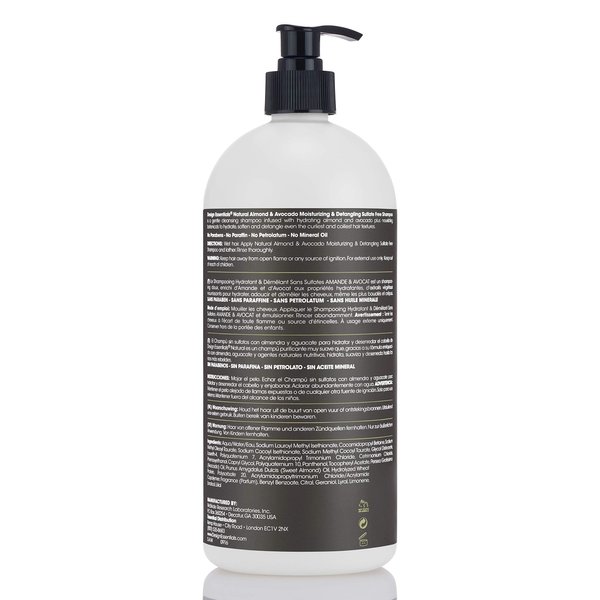 Design Essentials Moisturizing and Detangling Sulfate Free Shampoo, Almond and Avocado Collection, 32 Ounces