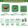 Football Theme Party Supplies - Includes Football Banner, Plates, Napkins, Cup, Tablecloth, Knives, Fork, Spoon and Straws for Boys Sports Theme Birthday Decorations, Serves 20 Guests