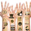 HOWAF 72pcs New Years Temporary Tattoos, 2025 NYE Party Favors Tattoos Stickers,New Year Face Tattoos for Happy New Year Eve Party Decorations,New Years Firework Temporary Tattoos, Black Gold Silver