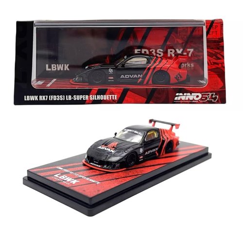 1:64 Scale Diecast Model Car Compatible with LBWK Mazda RX7 FD3S LB-Super Silhouette ADVAN Limited Edition by Inno64 IN64-LBWK-RX7-05