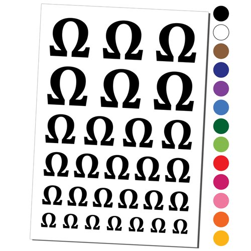 Ohm Omega Electrical Resistance Power Symbol Temporary Tattoo Water Resistant Fake Body Art Set Collection - Red (One Sheet)
