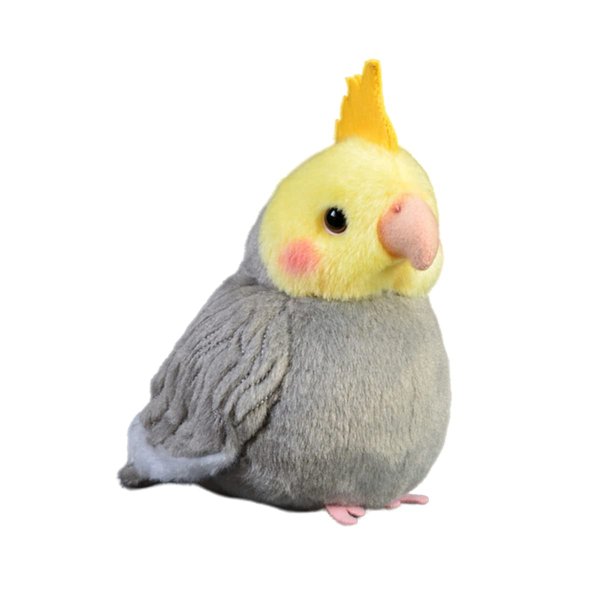 Nohito Realistic Grey Cockatiel Parrot Bird Plush Toy Stuffed Animal Simulation Fake Bird Cockatoo Stuffed Animals Cute Little Bird Plushie Doll 4.9'' (Grey, M)