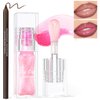 HOSAILY Magic Color Changing Lip Oil with Brown Lip Liner,Big Brush Head Hydrating Non-Sticky Moisturizing Lightweight Pink Glitter Tinted Lip Gloss for Women Plumping Lip Glow Oil for Dry Lips Makeup