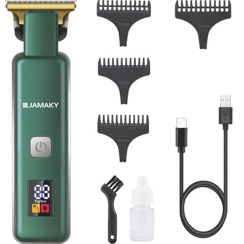 JAMAKY Cordless Hair Clippers for Men - Advanced LED Display Trimmer, Professional 7500RPM Electric Hair Cutting Tools with 4 Precision Combs, USB Rechargeable with 100 Min Run for Home Use