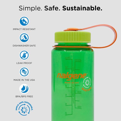 Nalgene Tritan Wide Mouth BPA-Free Water Bottle, Clear, 16 oz