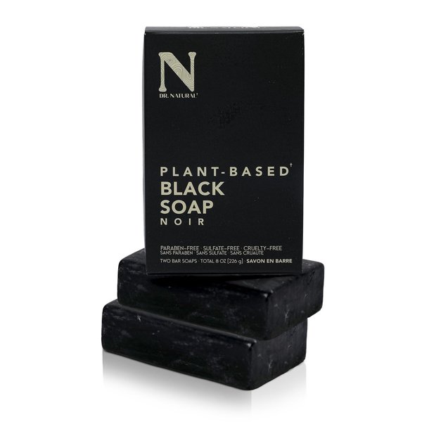 Dr. Natural Black Bar Soap, 2 pcs - Ultra-Moisturizing Natural Soap with Shea Butter - Safe for Family and Pets - Helps Reduce Acne and Blemishes - Organic Bar Soap for Hands, Body Wash, Laundry
