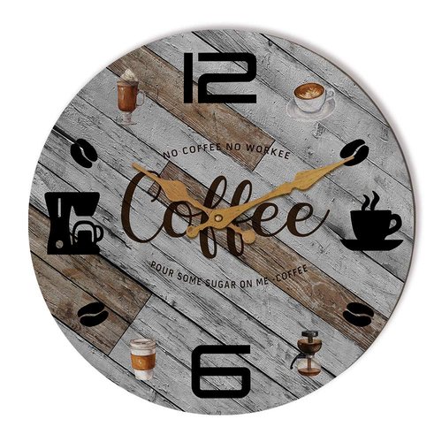 TIANCENTRAL H Rustic Kitchen Wall Clock Wooden Office Coffee Decor Wall Clocks 12 inches Silent Clocks for Kitchen/Office/Coffee Corner/Cafe Shop Decoration