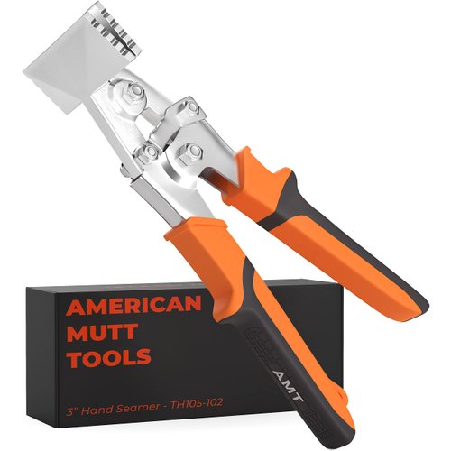 AMERICAN MUTT TOOLS Sheet Metal Hand Seamer - 3 Inch Sheet Metal Bender with 1/4" Depth Markings | Metal Bending Tool, Aluminum Siding Seamer, Straight Seamer, Tong HVAC Hand Seamers Sheet Metal Tools
