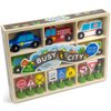 15-Piece Busy City Wooden Street Signs & Work Cars Playset with Slotted Wood Storage Box by Imagination Generation