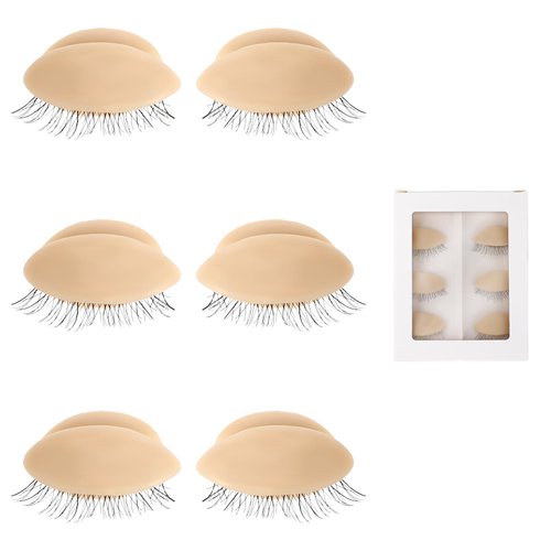 6 Pcs Eyelids for Lash Practice, Lash Mannequin Head Practice Lashes for Lash Extensions Removable Eyelash Extension Eyelids for Eyelash Training Eyelash Makeup Exercises (Skin Color)