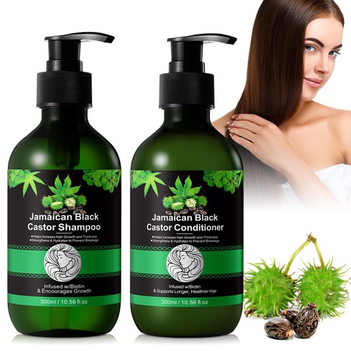 Jamaican Black Castor Oil Shampoo and Conditioner Set for Hair Growth, Hair Loss,With Rosemary,Biotin,Coconut Oil for Women, 21Fl Oz