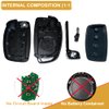 Key Fob Case for Hyundai Sonata Santa Fe Sport 2019 2018 2017 2016 2015 2014 2013 4 Buttons Keyless Entry Remote Control Folding Flip Car Key Fob Cover Shell Replacement with Insert Rubber Pad Keypad