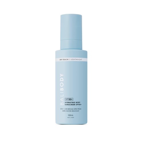 Bali Body Hydrating Body Sunscreen SPF 50 | Lightweight, Non-Greasy, Nourishing Formula for All Skin Types | Sun Protection, Water Resistant | Vegan, Cruelty Free, Australian Made (150 ml/5.0 fl oz)