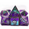HAOMEJA Dungeons and Dragons Dice DND Dice Set D and D Dice Metal 6 Sided Polyhedral Dice for Pathfinder MTG Board Games Roll Playing Dice D&D Dice Set D20 D12 D10 D8 D6 D4 (Silver Blue Purple)