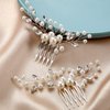 Ysleen Wedding Hair Comb, 2 Pcs Pearl Rhinestone Headpiece Flower Side Combs Hair Clip Bridal Hair Accessories for Girls, Silver