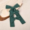 DEEKA Dark Green Cotton Linen Hair Bows 2 Sizes 5"&3.5" Soft Hair Bow set for Toddler Girls Long Ponytail Knot Bows Alligator Clip Hair Accessories for Little School Girls (Dark Green)