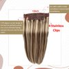 Wire Hair Extensions Chestnut Brown Mixed Platinum Blonde Highlights Real Wire Hair Extensions 20 inch Straight Invisible Wire Hair with Fish Line Natural Hair 100g