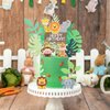 Jungle Safari Animal Cake Toppers, Wild One Animals Cake Decorations with Monkey Giraffe Lion Elephant Figurines, for Baby Shower Birthday Jungle Theme Party Supplies
