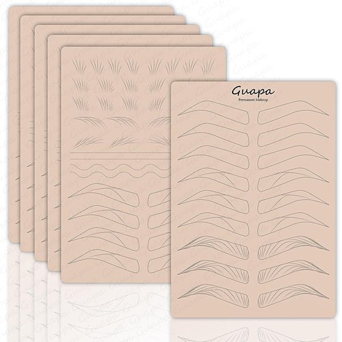 3PCS Rasmet New Hair Stroke Pattern Practice Pad Double Sided Best Nano Brows Silicone Practice Skin For Permanent Makeup Basic Hair Stroke (3PCS Design-9)