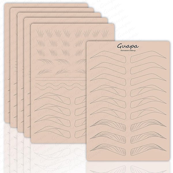 3PCS Rasmet New Hair Stroke Pattern Practice Pad Double Sided Best Nano Brows Silicone Practice Skin For Permanent Makeup Basic Hair Stroke (3PCS Design-9)