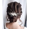 Eyret Flower Bride Wedding Hair Comb Silver Crystal Bridal Side Combs Pearl Hair Pieces Leaf Hair Accessories for Women and Girls