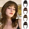 TENDER EPOCH Bangs Hair Clip in Bangs - Fake Curtain Flat French Bangs Clip on Hair Extensions, Natural Thick Bangs Fringe with Temples Hairpieces for Women Daily Wear - Light Brown