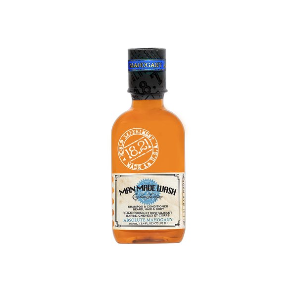 18.21 Man Made Original Absolute Mahogany 3-in-1 Body Wash, Shampoo, & Conditioner for Men, All Hair & Skin Types, Strengthens and Moisturizes in a Manly Aroma, 3.4oz