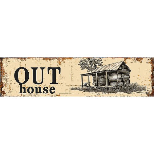 MMIIY Decor 4''x16'' Outhouse Aluminum Metal Plaque Rustic Tin Sign Retro Wall Decor