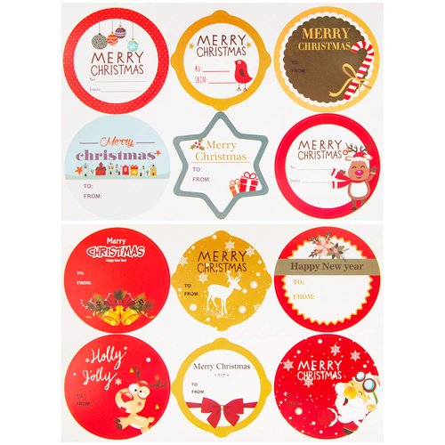 HongyiTime 144 Count Tags Sticker,Christmas Name Labels for Present,48 Jumbo Designs Christmas Stickers Name Tags,Holiday Present Label