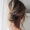 Evild Bridal Hair Pins Flower Bride Headpieces Pearls Hair Clips Crystal Wedding Hair Accessories for Brides and Bridesmaids(Pack of 3) (Silver)