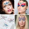 Face Gems, 6 Sheets Face Jewels Stick On, 30g Chunky Glitter, Rhinestones Noctilucent Stickers Temporary Tattoos-Eye Body Euphoria Makeup Rave Clothes Carnival Festival Outfit (3Luminous)