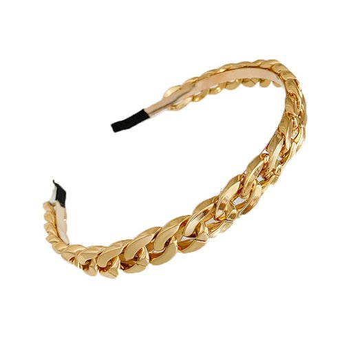 Multicolor Vintage Resin Twisted Link Chain Hairband Thick Chunky Paperclip Chain Metal Resin Hair Hoop Head Band for Women Girl Delicate Headwear Accessories-A gold