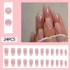 WAFOLOZE Medium Press on Nails, Ombre Pink Nails Press on Square Fake/False Nails with Glitter Powder Press ons Designs Gloss Acrylic Artificial Nails Stick on Nails for Women 24pcs