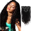 ABH AMAZINGBEAUTY HAIR Jerry Curly Clip in Hair Extensions Real Human Hair 3B 3C Double Wefts Curly Clip ins for African Americans 120g 7 Pieces 17 Clips 120 Grams, Natural Black 14 Inch