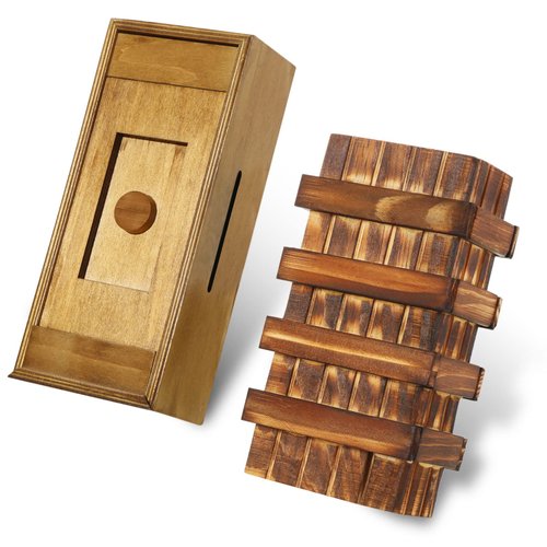 Kasyat 2 Pieces Wooden Puzzle Box for Adults Money Puzzle Box for Gift Magic Cards Case Holder with Hidden Compartments, Christmas Birthday Gift(Classic Style)