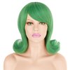 IEBIYO Disgust Wig Green Flip Wig 60s Green Bob Wig 50s Costume Wig Green Cosplay Wig with Bangs Heat Resistant Synthetic Hair for Women Girls