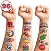 110 PCS Race Car Temporary Tattoos Sticker Racing Pit Crew Checkered Flag Race Car Birthday Party Decorations Favors Supplies Gifts Boys Girls Cute Fake Tattoo School Prizes Carnival Theme