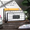 Rae Dunn Desktop Letter Holder – 2 Compartment Mail and Stationary Table Top Organizer – Chic and Stylish Galvanized Steel and Solid Wood - “Letters” Print - for Home and Office