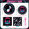 DYLIVeS 96 Pcs Music Party Supplies, Music Theme Birthday Party Decorations Disposable Tableware Packs Music Note Party Supplies for Girls - 9'' and 7'' Plates and Napkins, Forks (Serves 24)