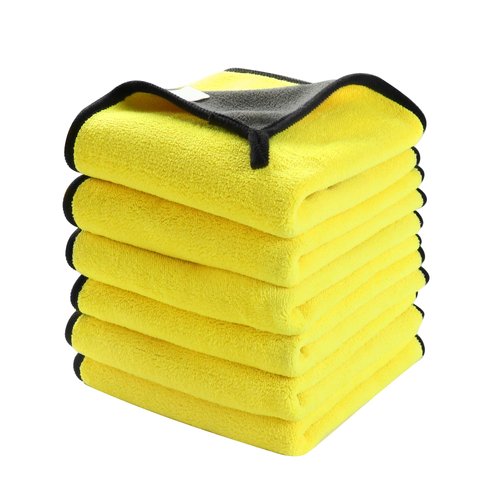 Silkyhose Microfiber Towels car wash Towel,Thickened and Highly Absorbent Double-Sided Drying Towel, Reusable Scratch Free Cleaning Cloth for car, Fishing Gear, Household. 25.2x16.5inch (Yellow-Gray)