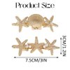 CAKURE Starfish Hair Clips Gold Metal Sea Star Hairpins Seashell Spring Automatic Hair Barrettes Beach Hair Accessories for Women and Girls (Pack of 2)