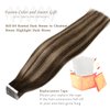 Lacer Tape Extensions Human Hair Rooted Dark Brown to Chestnut Brown Highlight Silky Straight Seamless Double Sided Tape in Extensions 18 Inch 50g 20pcs