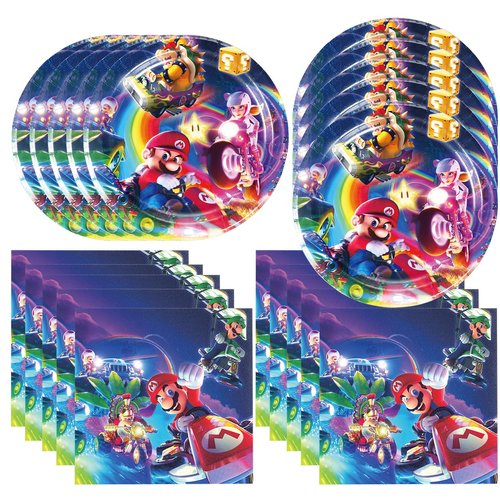GYSIXGAOSU 40pcs Mario Movie Party Supplies include 20 plates, 20 napkins for the Mario Movie Birthday party decoration